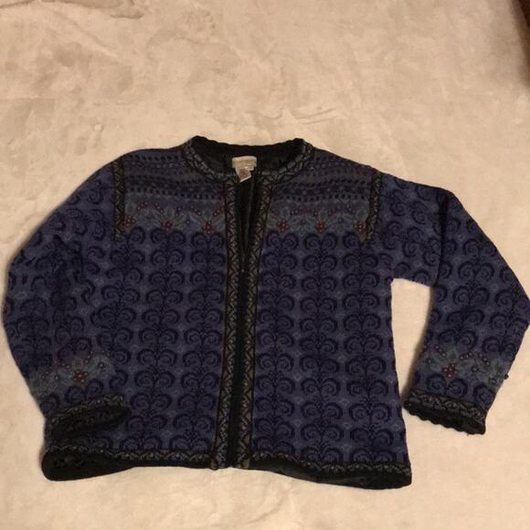 Coldwater Creek Blue Shetland Wool Sweater, XL - Picture 3 of 6